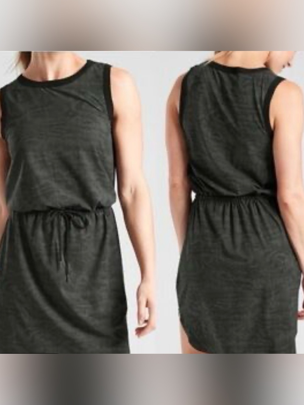 Athleta XS black swirl Rincon activewear casual sleeveless casual midi dress LBD